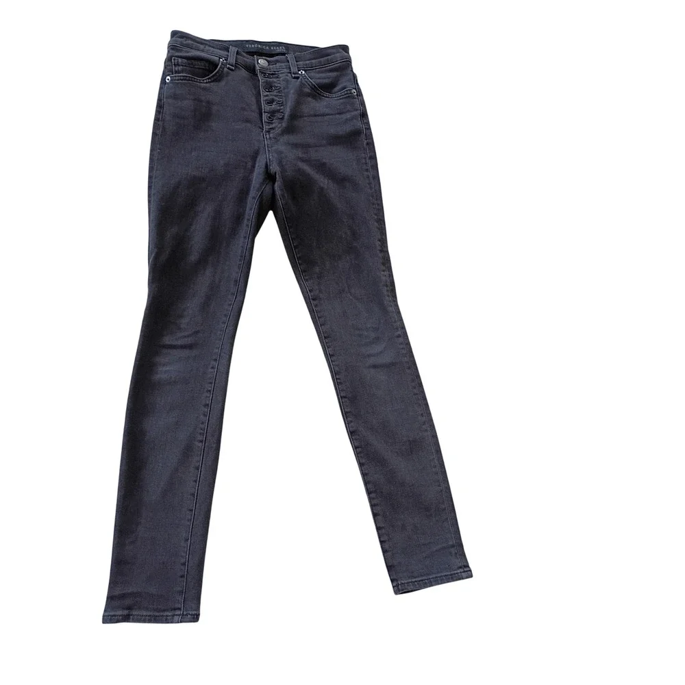 Veronica Beard Debbie High Rise Skinny Jeans Charcoal Button Fly‎ 24x27 USA $228